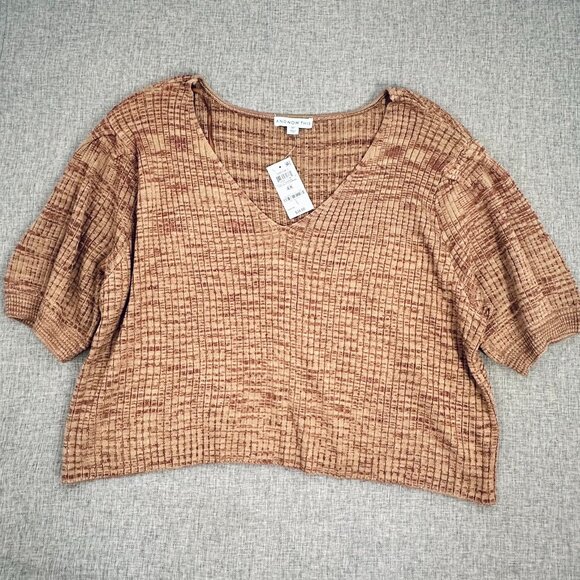 NEW! And Now This Knit Top Plus 4X Chocolate/Almond Stretchy Acrylic & Poly $34 - Picture 2 of 13